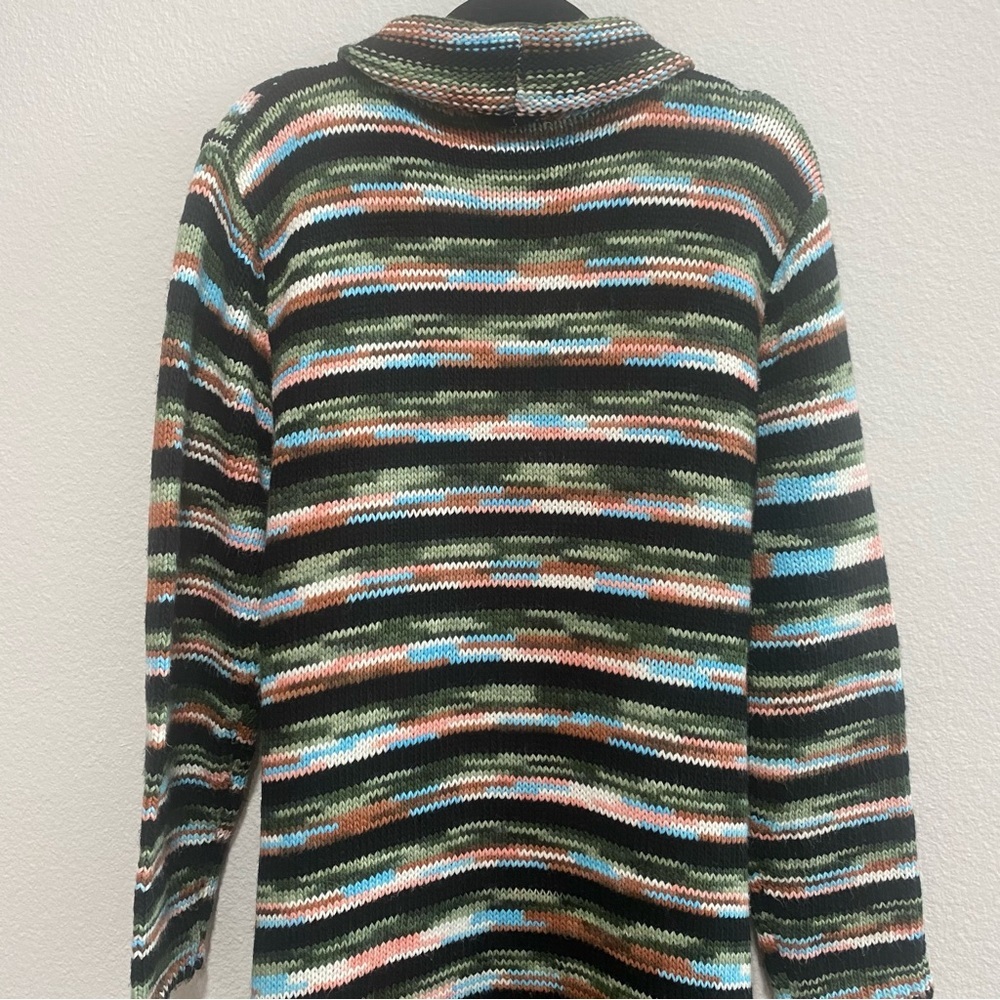 POL Striped Fringe Knit Cardigan in Brown, Green, Cream - Picture 9 of 13
